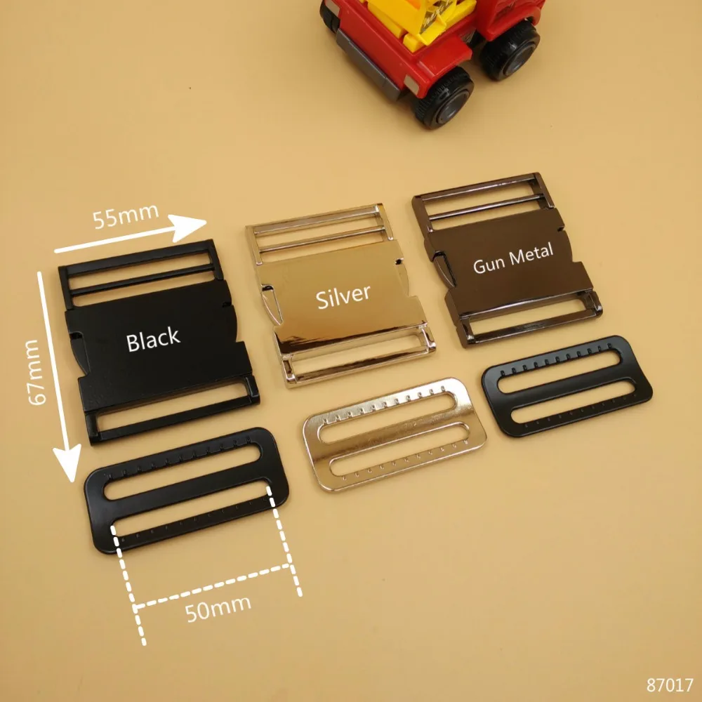

Black Silver Gun Metal Quick Release Buckles 2" 50mm Inner Width 2Pcs Buckles+4Pcs Adjust D Rings Buckles DIY Belts Accessories