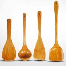 Wood Kitchen espatula wood cocina 4 pcs sets cooking Turners, High Heat Resistance for Non Stick Cookware kitchen spoon page turners 4 trust