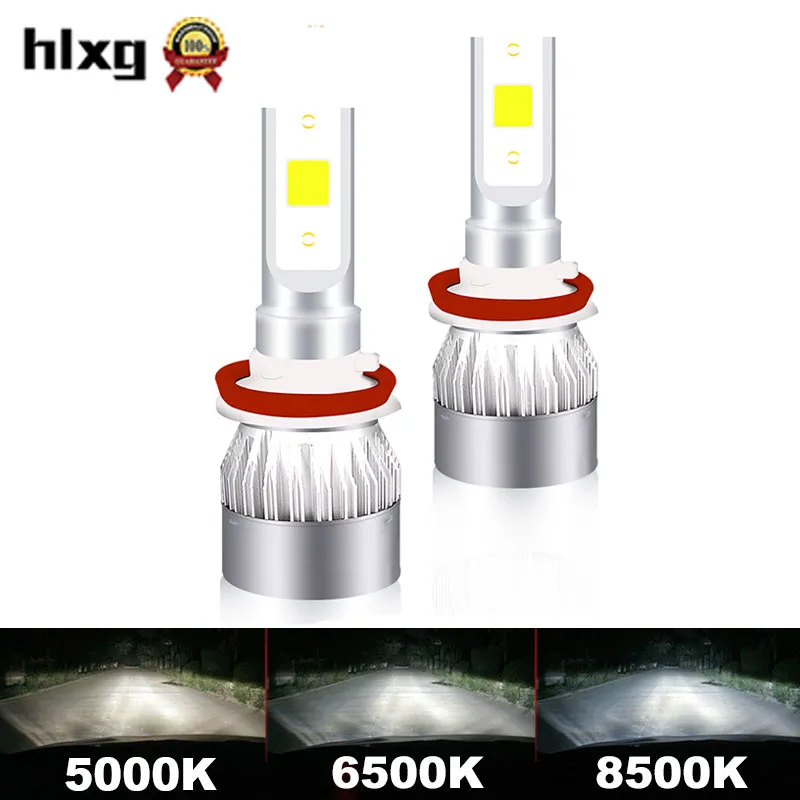 HLXG 5000K 6500K 8500K H7 светодиодный H4 H1 H11 9005 HB3 9006 HB4 12V 24V 10000LM мини светодиодная лампа