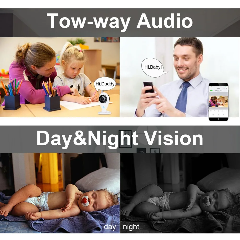 Wireless Security Camera Home Surveillance IP Camera for Baby Pet Nanny Monitor Two-Way Audio Night Vision Cloud P2P Mini Camera Wireless Security Camera Home Surveillance IP Camera for Baby Pet Nanny Monitor Two-Way Audio Night Vision Cloud P2P Mini Camera