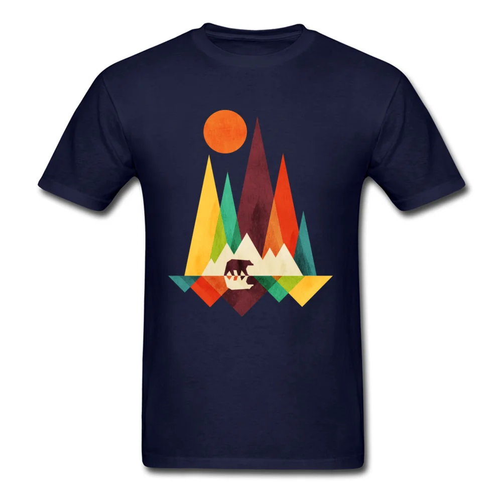 Round Collar Mountain Bear 100% Cotton Fabric Men Top T-shirts 3D Printed Short Sleeve Tops Shirt Company Summer Tee Shirt Mountain Bear navy