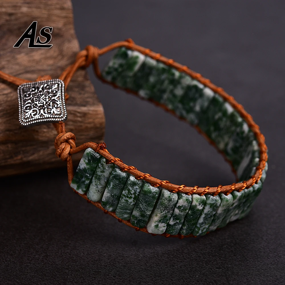 Asingeloo Многоцветный натуральный камень Бусины чакра браслет для женщин Femme ювелирные изделия ручная кожаная веревка браслеты