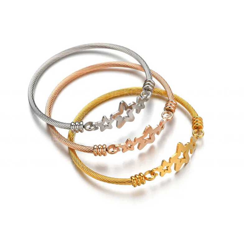 UZone браслеты из нержавеющей стали с подвесками в форме звезды золотой цвет браслет для женщин девочек модные украшения Лучшие праздничные подарки