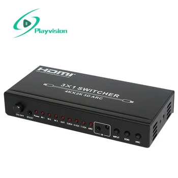 

Playvision Ultra-High Resolution 3 By 1 Hdmi Switcher 3X1 3Input 1Output With Arc 4K 3D 1080P