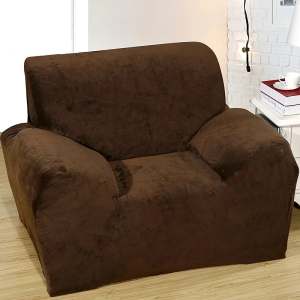 Винно-красный чехол для дивана плюс бархатная ткань эластичный чехол нескользящий чехол для дивана утолщаются один/два/три/четыре-местный - Цвет: coffee