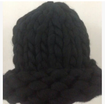 1 шт./лот, зимние стильные женские модные стильные однотонные шапки ярких цветов, женские большие вязаные шапки, 8 цветов - Цвет: black