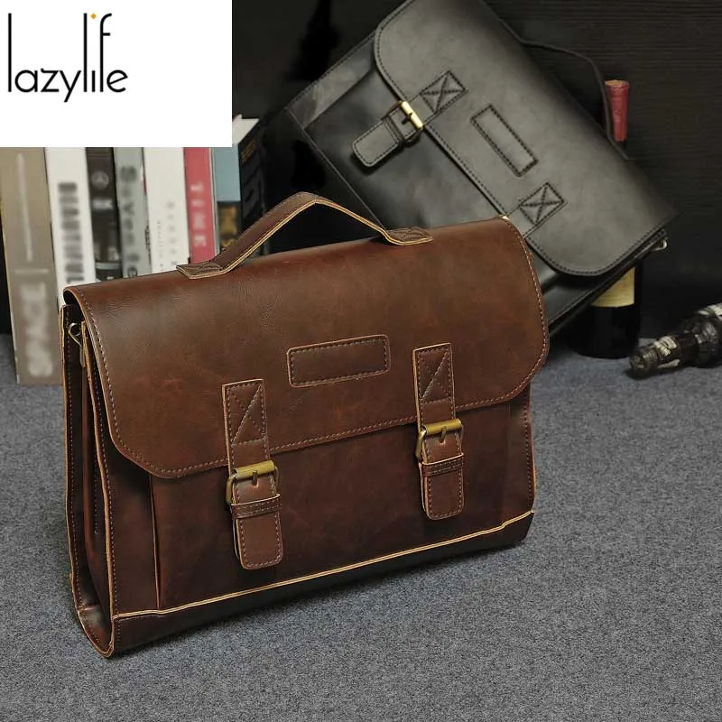 

LAZYLIFE Genuine Leather bag Briefcase Male Business Men bags Laptop Tote Crossbody bags Shoulder Handbag Men's Messenger Bags