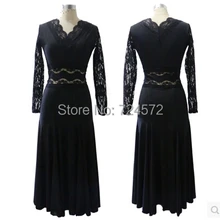 Бальный танцевальный костюм сексуальные кружевные платья с длинными рукавами для женщин Бальные Танцевальные соревнования черное платье