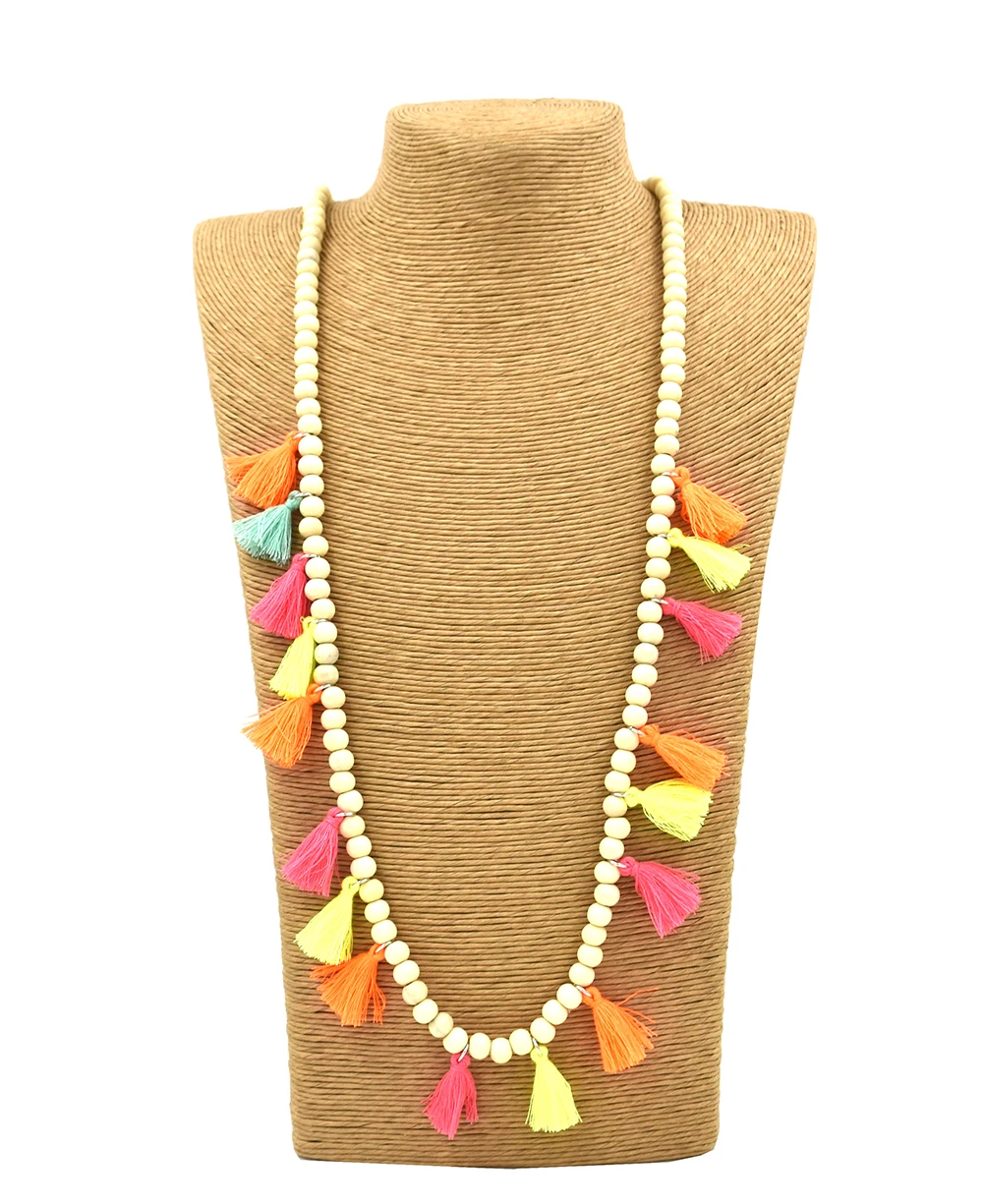 2016 New Bohemia Boho long Rosary beaded Necklaces colorful tassel pendants long statement Necklaces