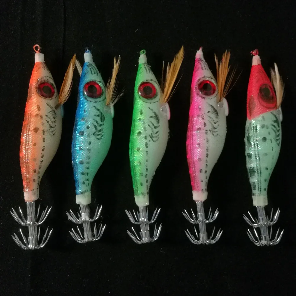

20pcs New Squid Jig Shrimp Fishing Lure 10cm 8.5g Luminous Fishing Tackle With Exploding Hook Fishing Wobblers