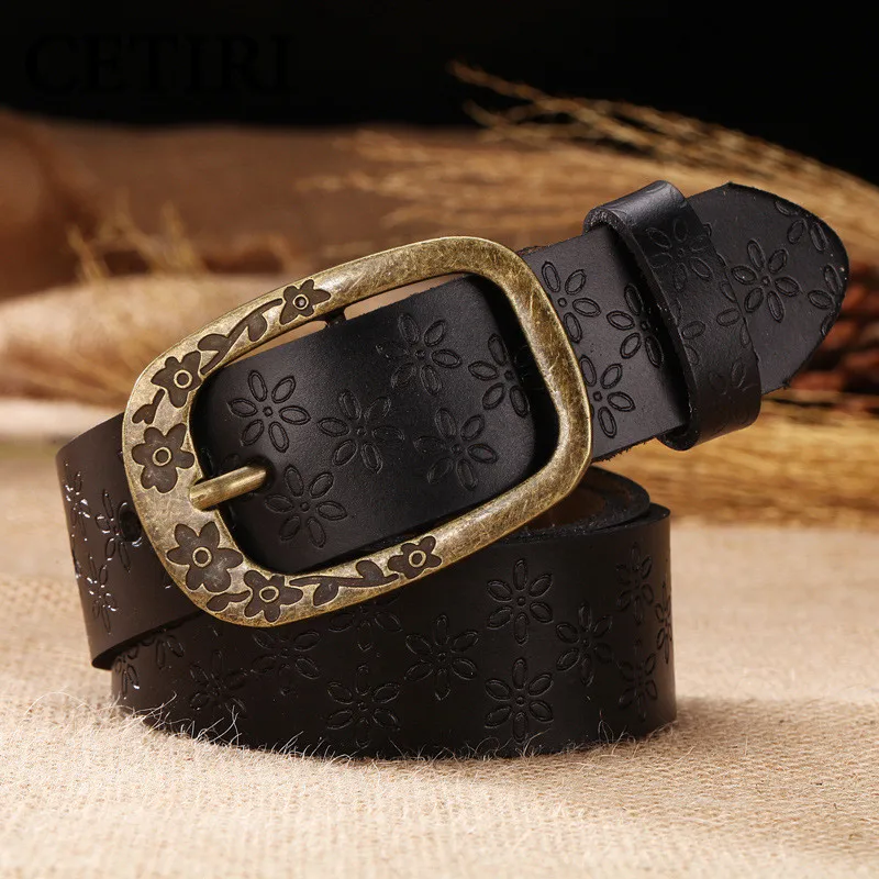 Jeans Belts For Women Designer Brand High Quality Cowhide Large 135cm Genuine Leather Belt Women ...