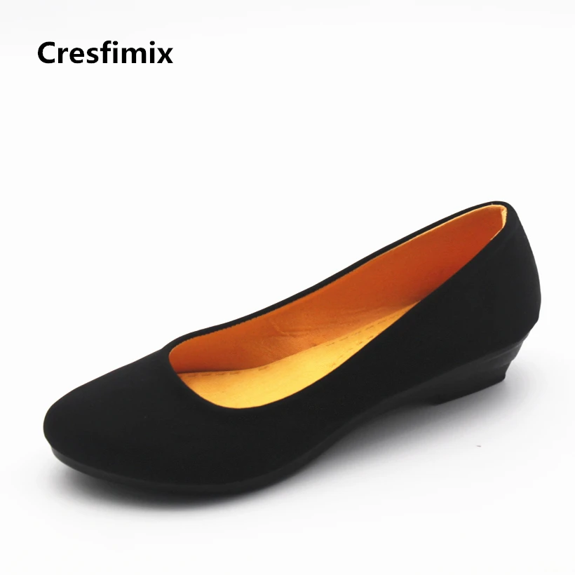 Deslizamento Preto em Sapatos Baixos Senhora Legal