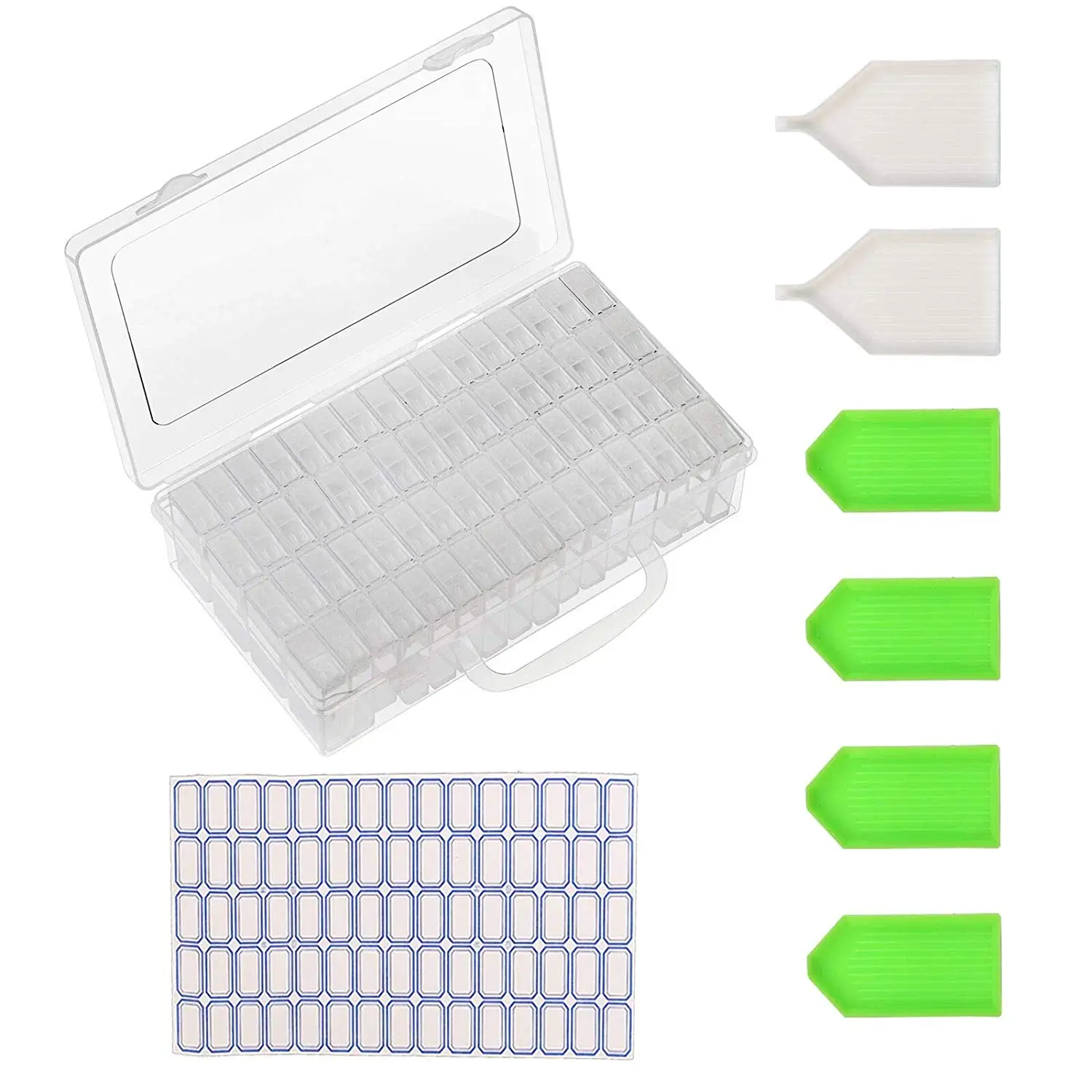 

METABLE 1PCS 64 Slots Diamond Painting Box Plastic Beads Storage Container Nail Art Accessory Box Organizer Case for DIY Craft
