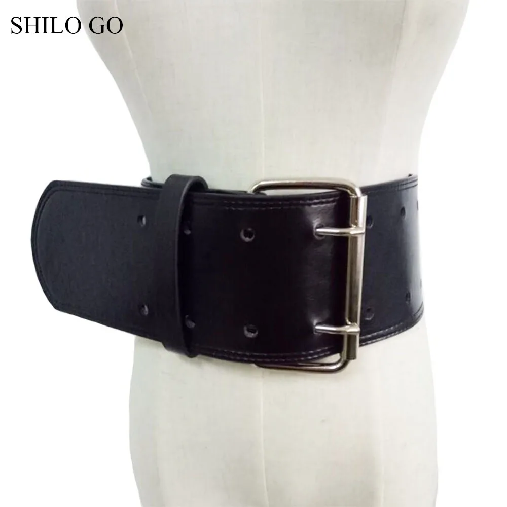 

SHILO GO Belt Womens Fashion European and American concise belt metal rivet adjustable waist black white wide belt