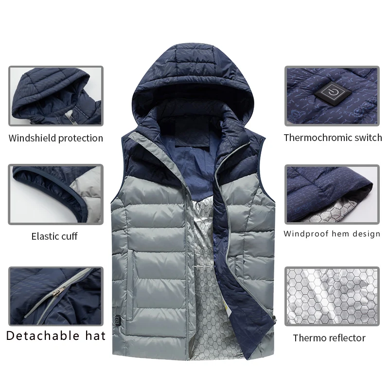 USB обогреватель охотничий жилет куртка с подогревом отопление Зимняя одежда пуховая зимняя куртка Для мужчин Для женщин на открытом воздухе Альпинизм жилет топления длинноволновой части