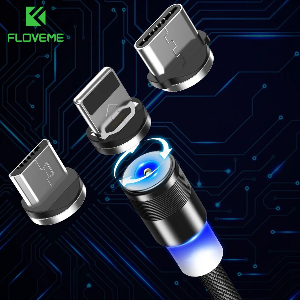 

FLOVEME USB C Magnetic Cable For Samsung Galaxy S9 S8 Plus 1M 5V2A Type C Micro USB Cable For iPhone X SE Magnet Charger Cabo