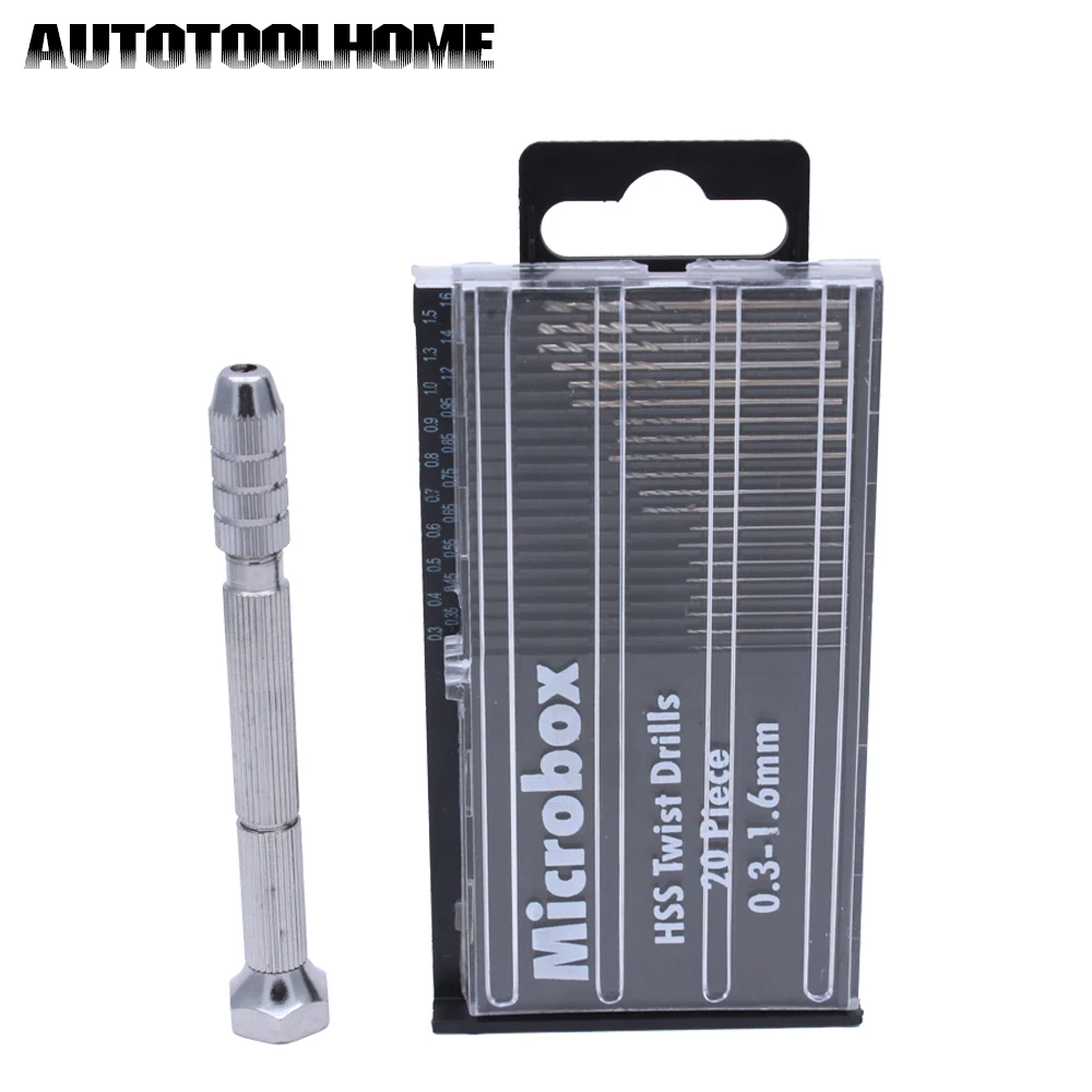 Swivel Head Pin Vise 21 pcs HSS Micro Twist Drill bit set 0.35 1.6mm