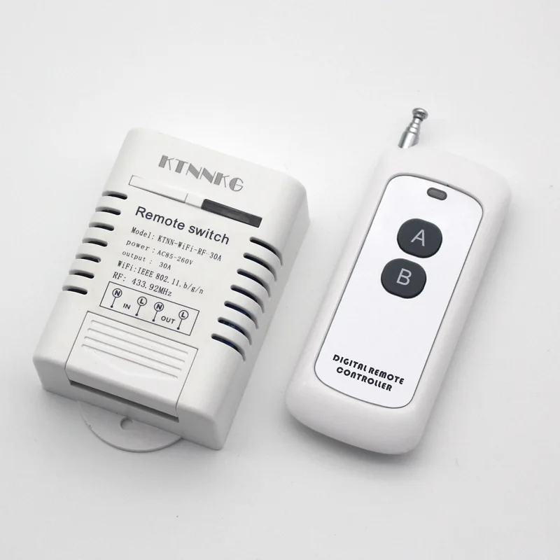 Ktnnkg 30A Высокая мощность Wi-Fi релейный Переключатель приемника 110 V-220 V умный дом Беспроводной выключатель света приложение Управление водонагреватель 433 МГц - Цвет: switch w 1 RF
