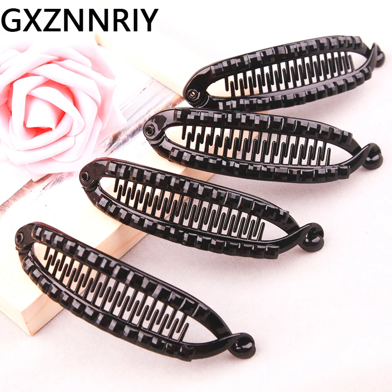 11cm Hair clips for Women Accessories Fish Shape Black Rhinestone Barrettes Hairclip Hairpins Banana Claws Clip Jewelry Gifts rhinestone teapot shape trinket box jewelry box collective pot shape gift box