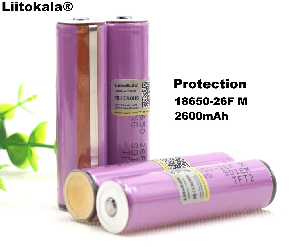 

Liitokala Protected New Original 18650 ICR18650-26FM 2600mAh Li-ion 3.7v Battery With PCB For Flashlight batteries