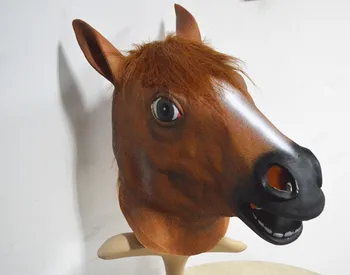 

Free Fast Shipping Creepy Horse Mask Head Halloween Costume Theater Prop Novelty Latex Rubber