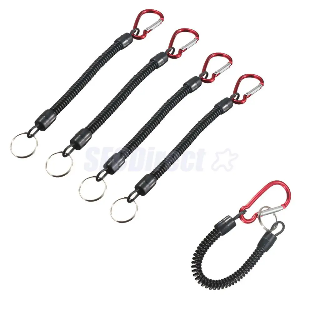 5pcs Retractable Fishing Lanyard Coiled Tether Secure Tackle Tools Red