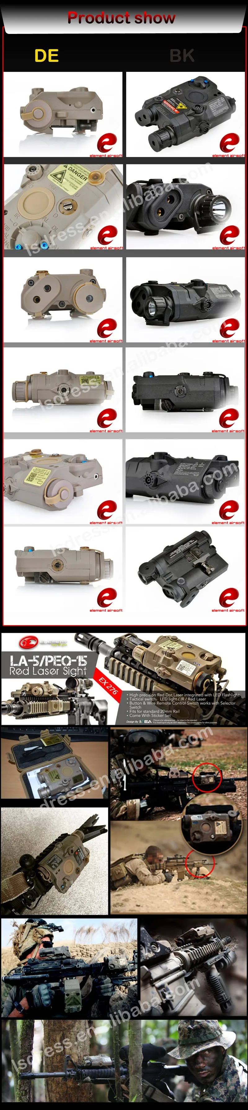 Armas para Airsoft Elemento Softair ir Lâmpada Lanterna Tática Laser Vermelho Waffen Tatical Militar Caça Luz La-15 Peq 15 4 High Quality Esporte e Lazer