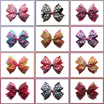 

12pcs Free Shipping Grosgrain Ribbon 4.5" Complex Wing Bows Bowknot Hair Bow Girl Hair Accessories Retail Wholesale Fashion