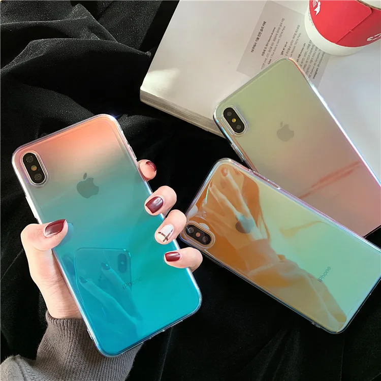 Blu-Ray Забавный градиентный цветной чехол для телефона iPhone 6 6s 7 8 Plus мягкие чехлы из