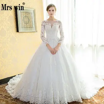 

Vintage Wedding Dresses 2020 New Robe De Mariee Grande Taille Mrs Win Princess Illusion Lace Embroidery Wedding Dress