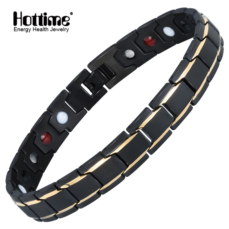 

Hottime Luxury Men's Health Magnetic Anklet 316L Stainless Steel Therapy Healing Power Anklets for Man Women 90001
