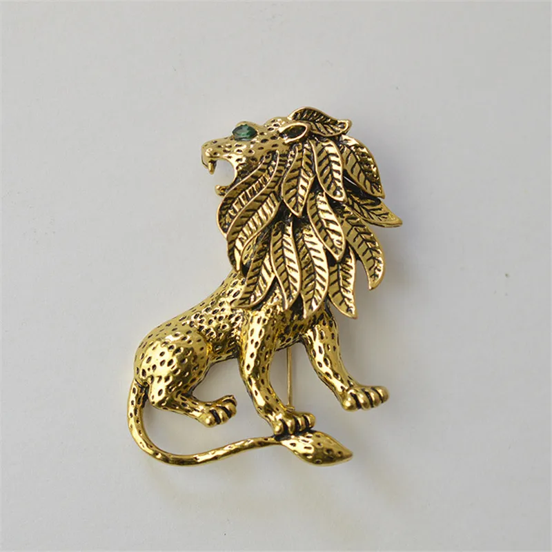 MZC Vintage Gold Lion Brož Muži Suit Harajuku Brože Lapel Hijab Pins Broach Levné Mužské Šperky Příslušenství X1673