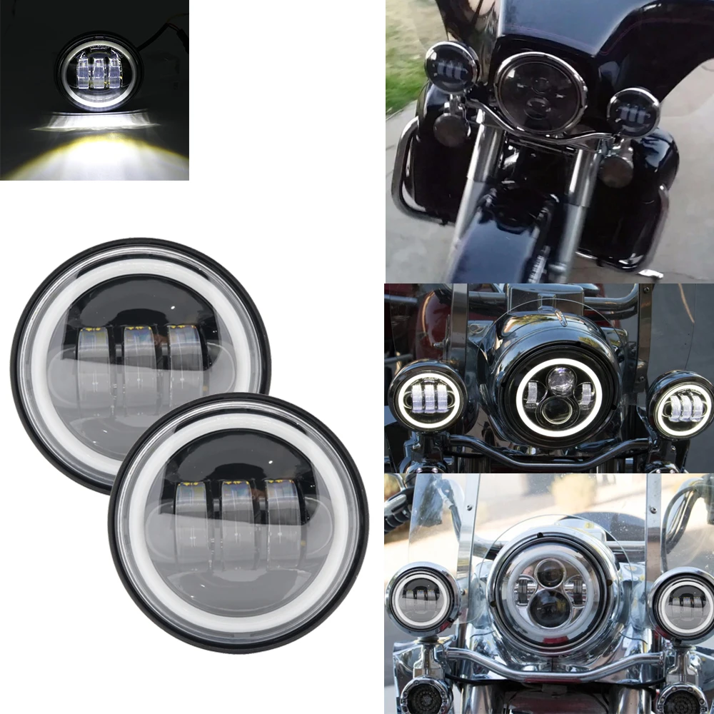 Светодиодные противотуманные фары для мотоцикла Harley 2 шт. 4 5 дюйма светодиодные DRL