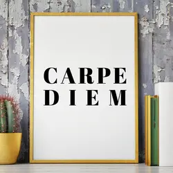 Carpe Diem печати захватить день Typographic плакат стены книги по искусству декор, минималистский картина с цитатой общежития скандинавский Декор