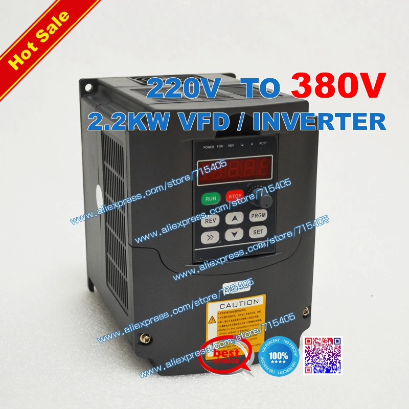 

2.2kw VFD Raising the voltage Inverter input AC 220V to 380V Inverter 2.2kW VFD and Control Mode SPWM + Potentiometer Knob