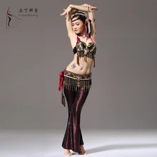 Костюм для танца живота в этническом стиле, костюм для танца живота для женщин, костюм для танца живота в этническом стиле, комплект одежды для танца живота, бюстгальтер и пояс