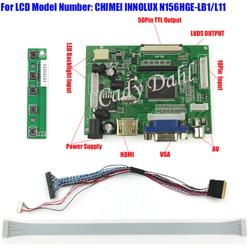 Плата контроллера HDMI VGA 2AV LVDS + 40 контактный набор кабелей Lvds ДЛЯ N156HGE LB1/L11 1920x1080 2ch 6