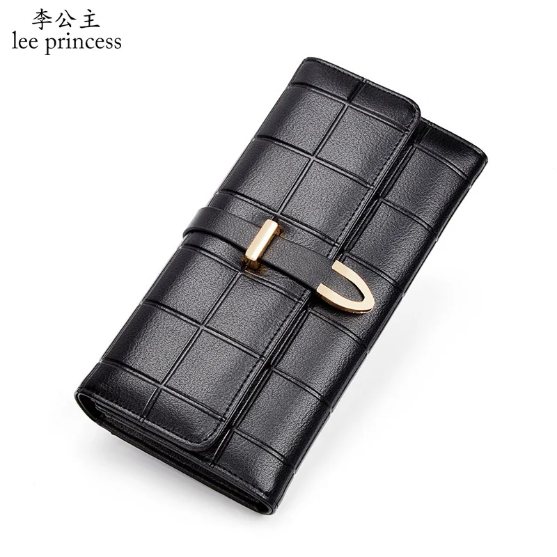 

Lee Princess Plaid wallet for women ladies purse Soft PU leather With chocolate squares 8 Cards Phone Bag Girls Wallets Female