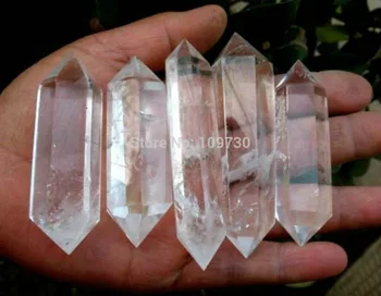 

00885 5PCS AAA NATURAL CLEAR QUARTZ CRYSTAL DT WAND POINT Healing