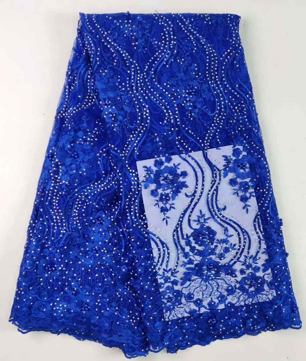 

blue Lace Fabric For Wedding Dresses Hojilou Latest Tulle Lace 2018 Promotion Nigerian Lace Fabrics with Beads and Stones