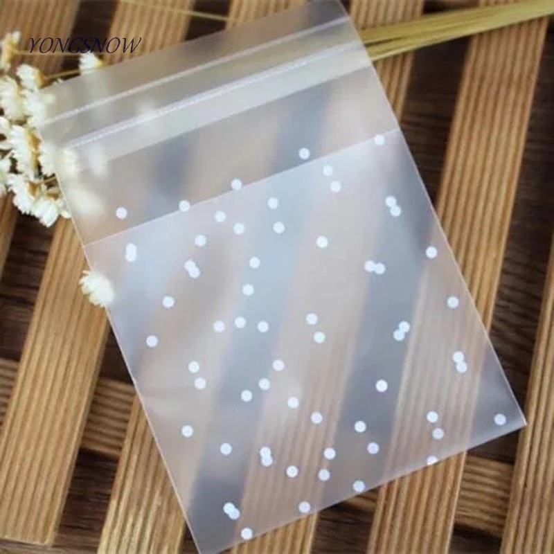 

Candy Bags 7cm*7cm 100pcs White Dots Transparent Frosted Cookie Baking Food-Safe Packing Plastic Bags Party Wedding Decoration