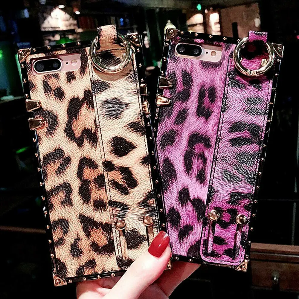 Square Trunk Case Cover Hand Strap Stand Phone Holder For iPhone X XS Max XR 7 8