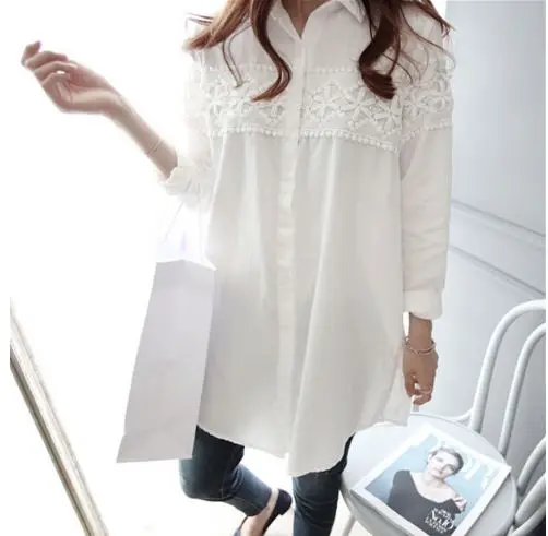 Lace Patch worked Maternity font b Shirts b font Long Sleeve Loose Blouses Tops Clothes for