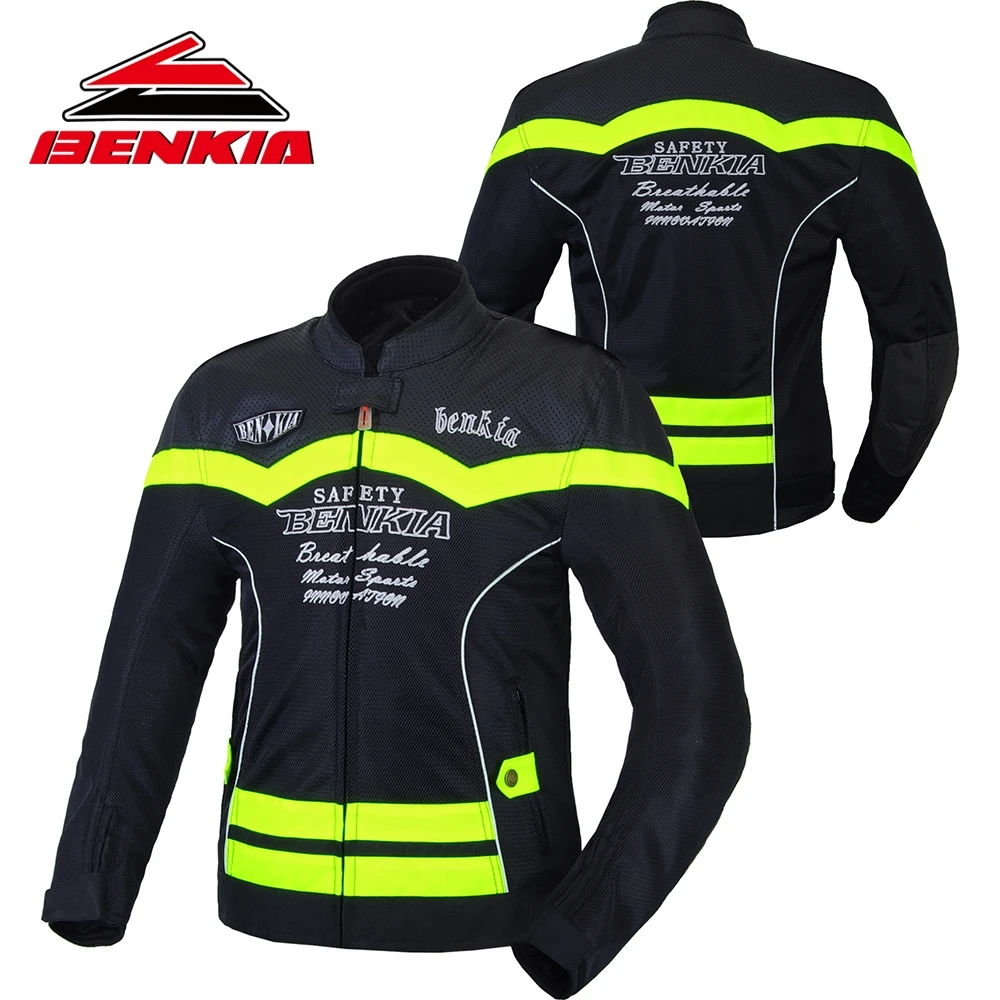 

BENKIA Motorcycle Jacket Summer Breathable Jacket Motorcycle Racing Suit Mesh Ventilation Riding Leather Anti-fall Jacket JS55