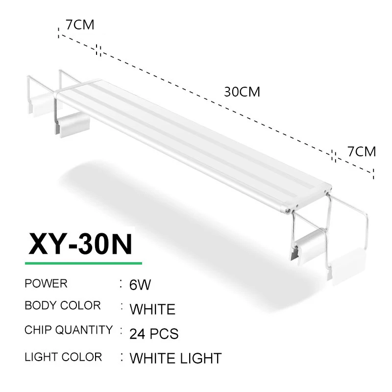 Аквариумный светодиодный светильник 15-57 см, высококачественный светильник для аквариума с выдвижными кронштейнами, белый и синий светодиодный s подходит для аквариума - Цвет: XY-30N White