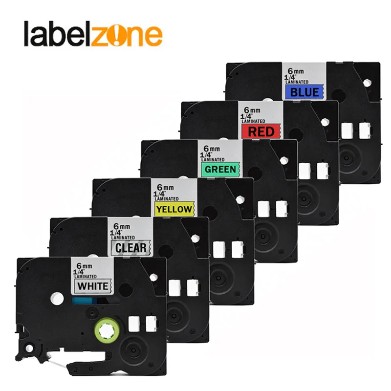 

6Pack combo set 6mm Compatible Brother p-touch printers tze111 tze211 tze411 tze511 tze611 tze711 tze tape for ptouch printer