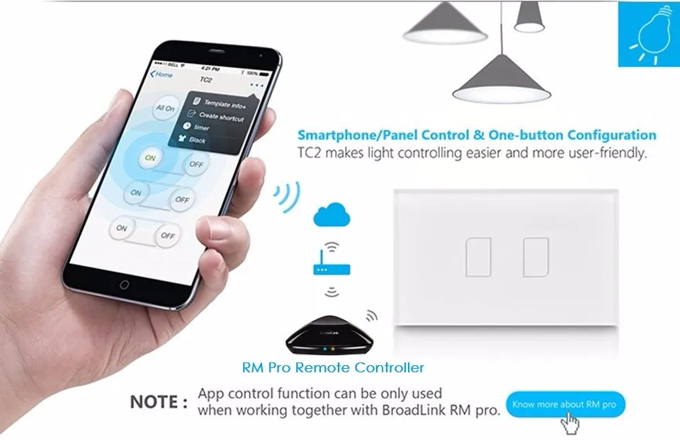 Broadlink TC2 переключатель 1 2 3 gang США/AU стандартный умный дом автоматизация Сенсорная панель RM pro беспроводной пульт дистанционного управления на смартфоне