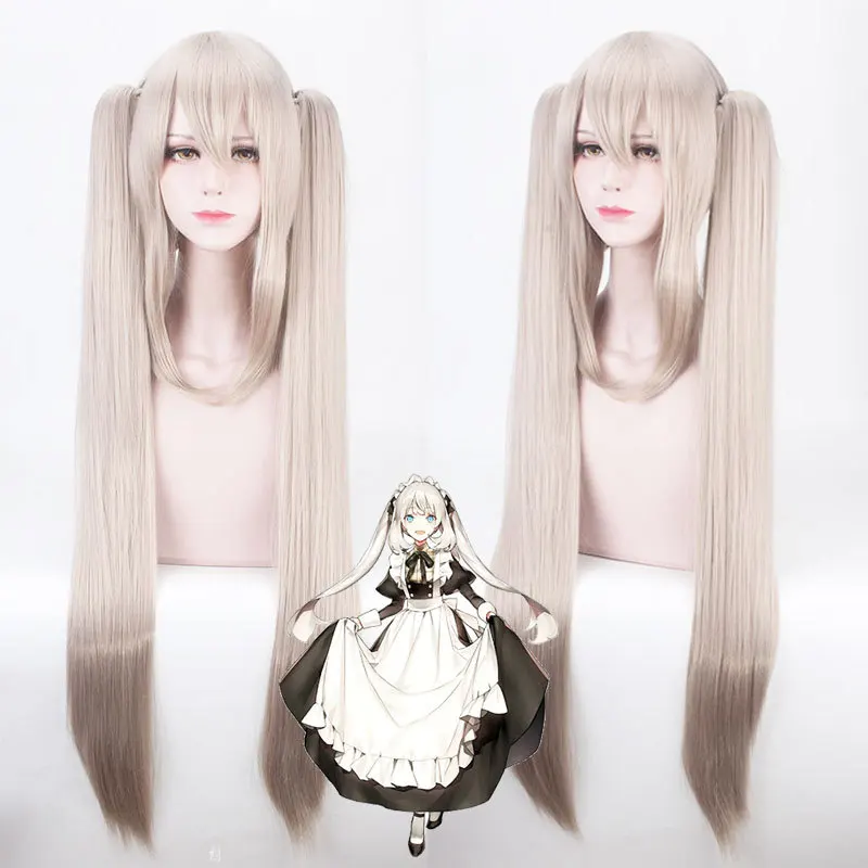 

FGO Fate Grand Order Marie Antoinette Cosplay Wig with two Long Straight chip Ponytails Marie Antoinette Synthetic Hair wigs