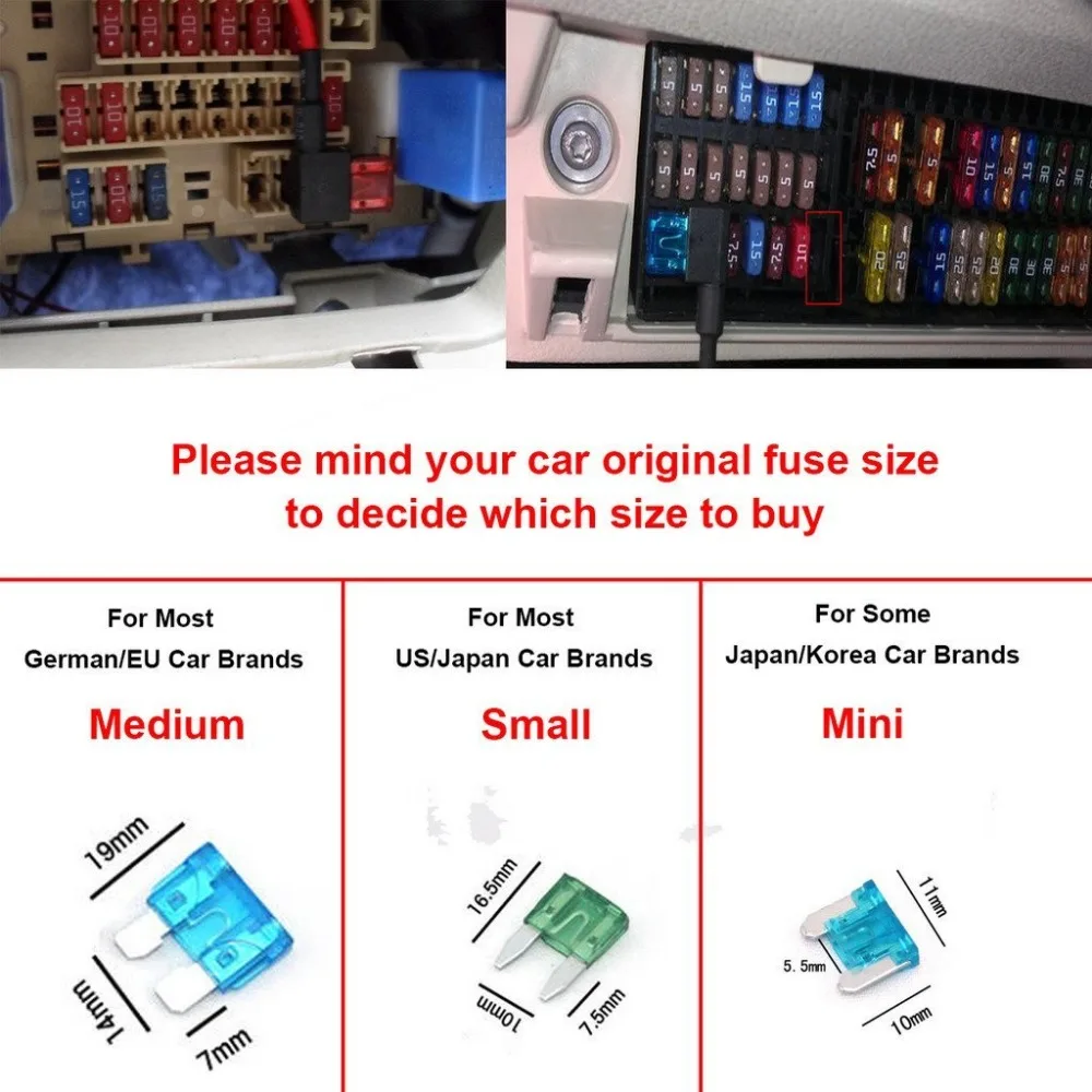 10PCS Auto Small Size Blade Fuse 70pcs Assortment Set for Car Truck Motor ATM Box Add A Circuit Fuse Holder APS ATT LOW PROFILE-in Cables, ...