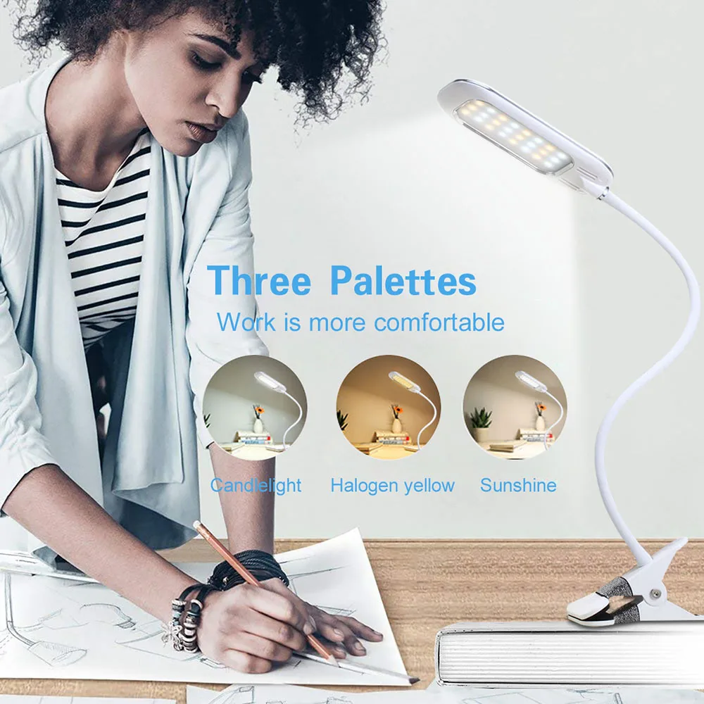 

24pcs leds Eye Care LED Desktop Lamp 360 Flexible Reading Desk Table Lamps for Study Bookworms & Kids with dimmer switcher